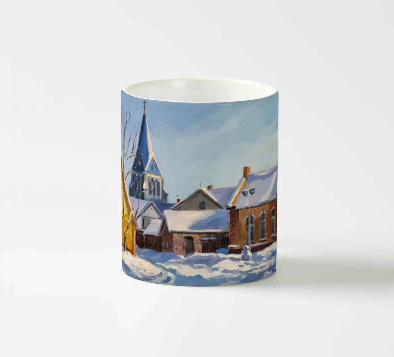 Campanile della chiesa innevato tazza in ceramica da Silk Palette