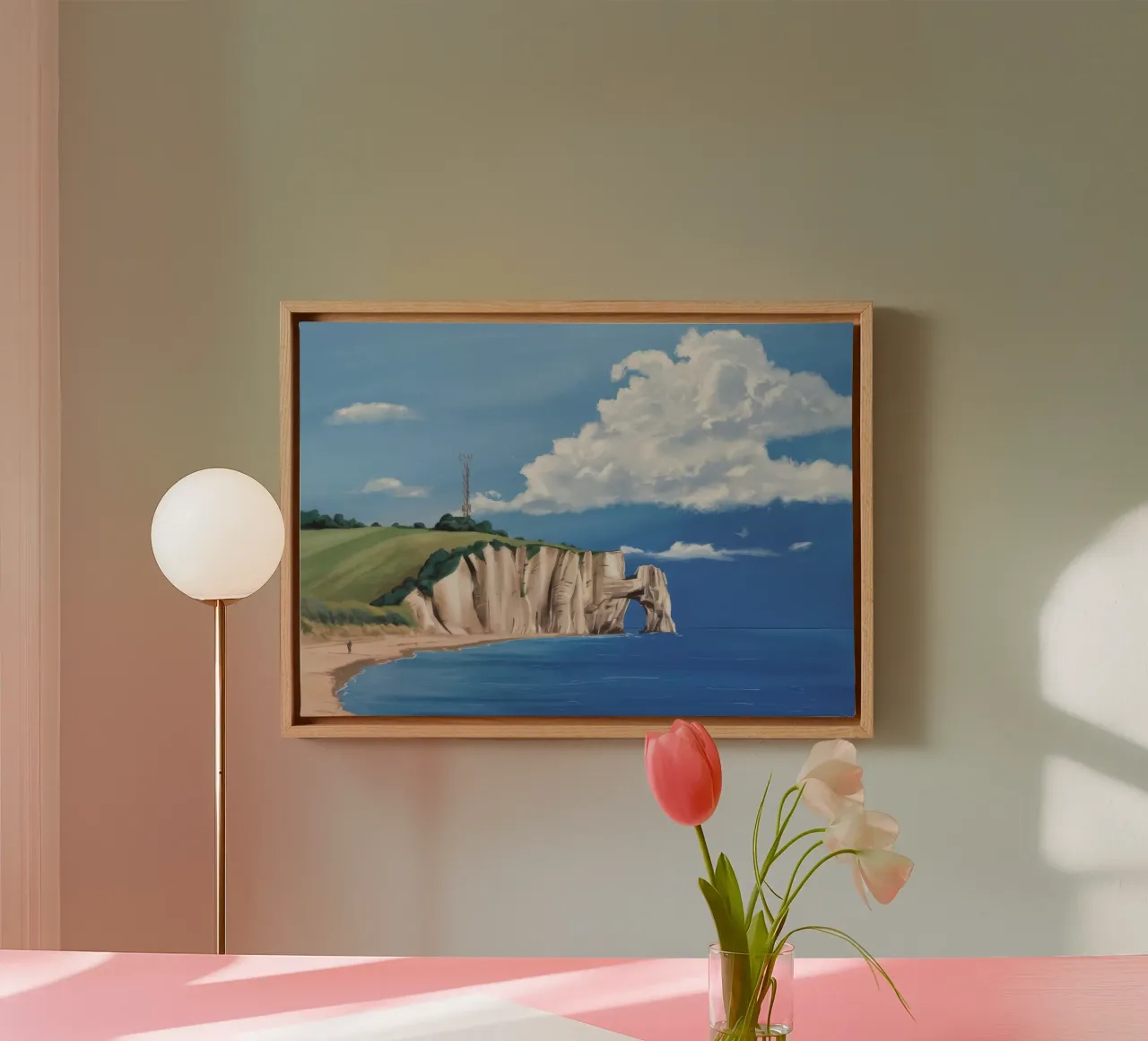 Cliffs of Normandy canvas with Floater frame by Silk Palette