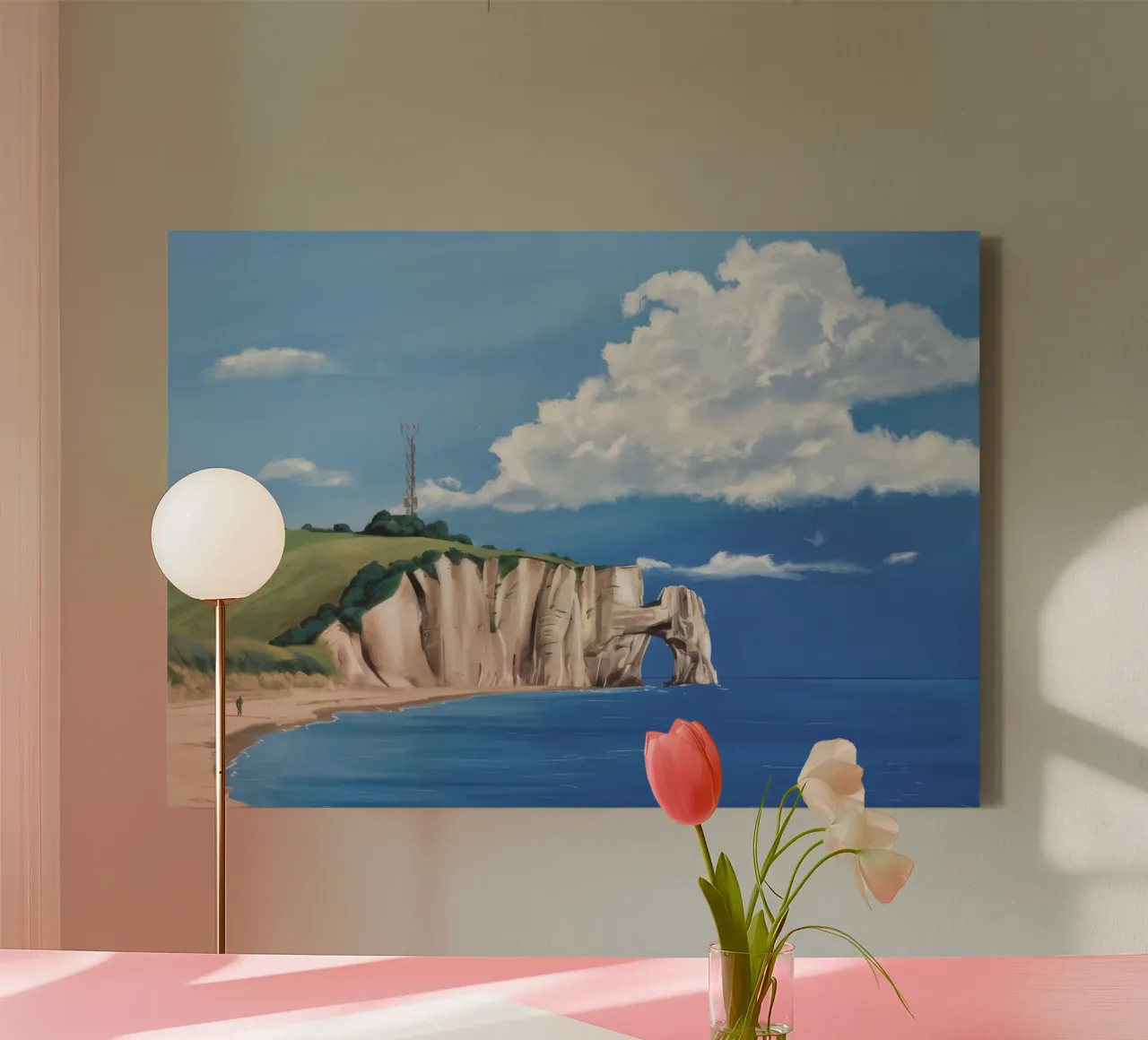 Cliffs of Normandy canvas with Floater frame by Silk Palette