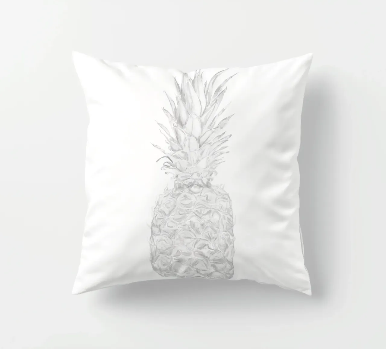 Acquerello minimalista in bianco e nero Ananas tropicale cuscino da This Wild Soul - Illustration
