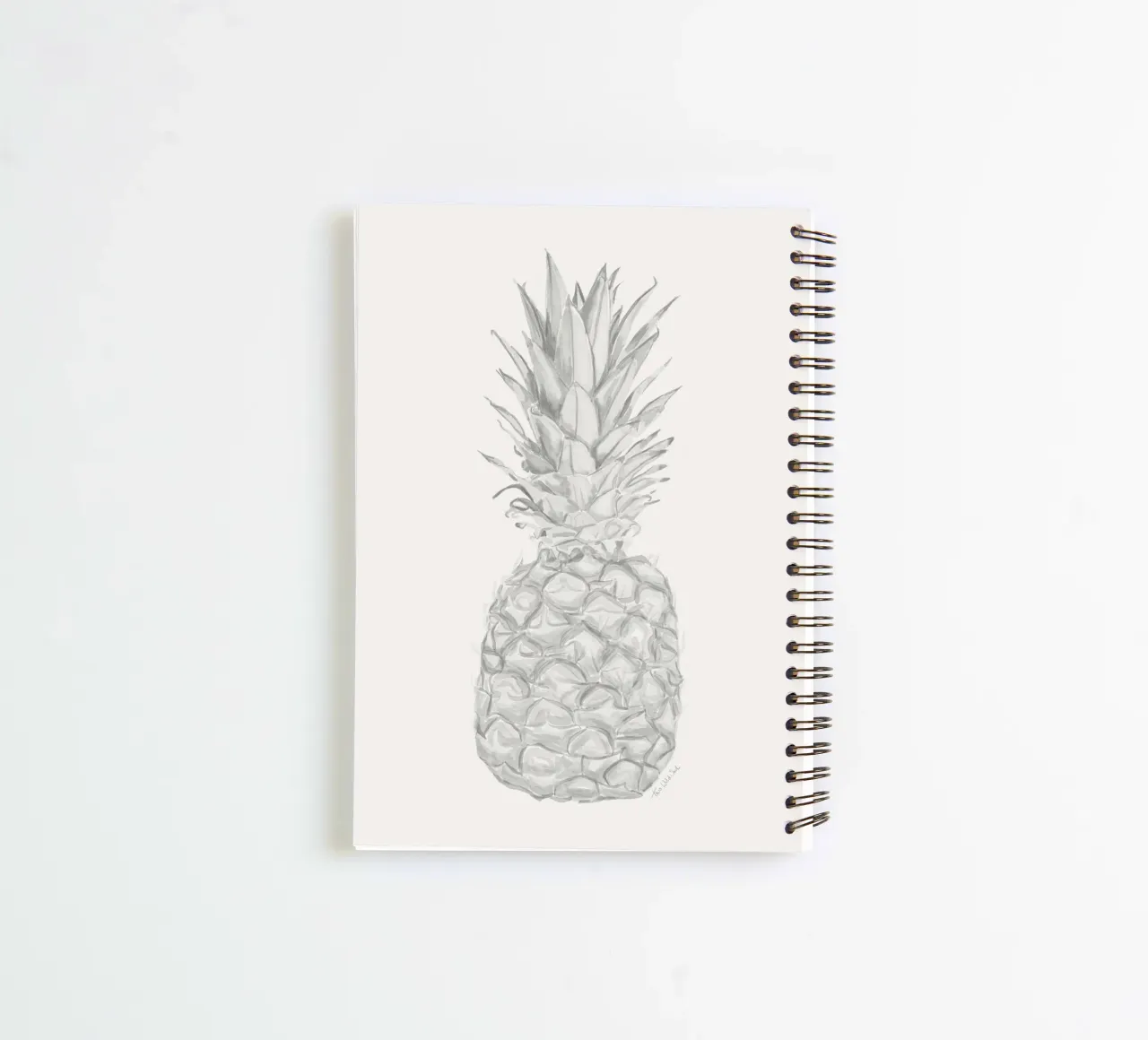 Black and white minimalist watercolour tropical Pineapple spiral notebook by This Wild Soul - Illustration