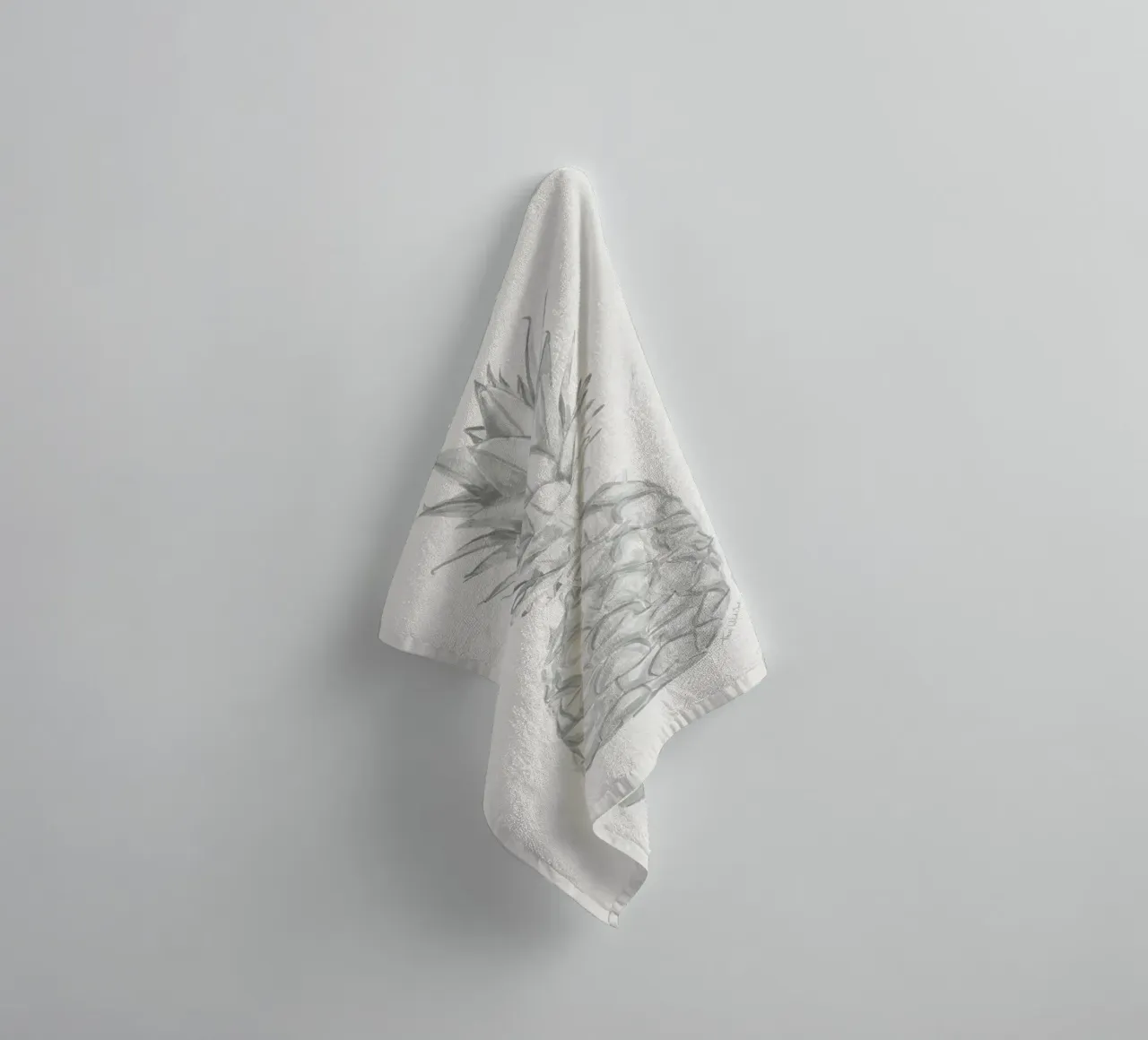 Acquerello minimalista in bianco e nero Ananas tropicale asciugamano da bagno da This Wild Soul - Illustration