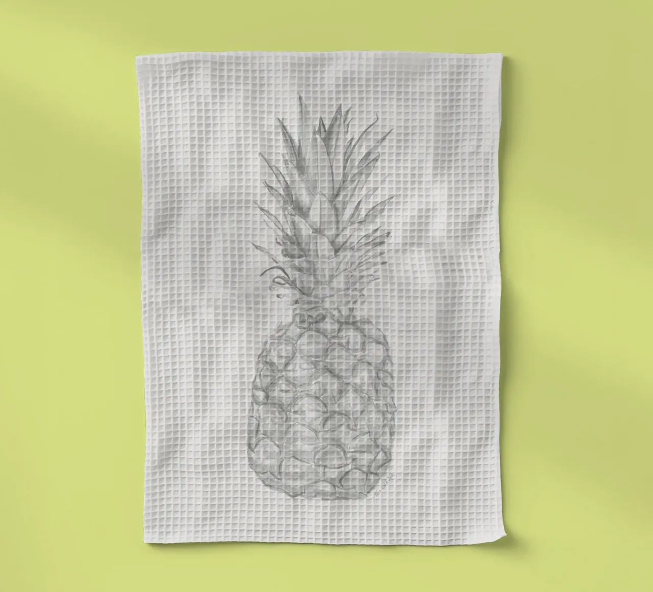 Acquerello minimalista in bianco e nero Ananas tropicale canovaccio da cucina da This Wild Soul - Illustration