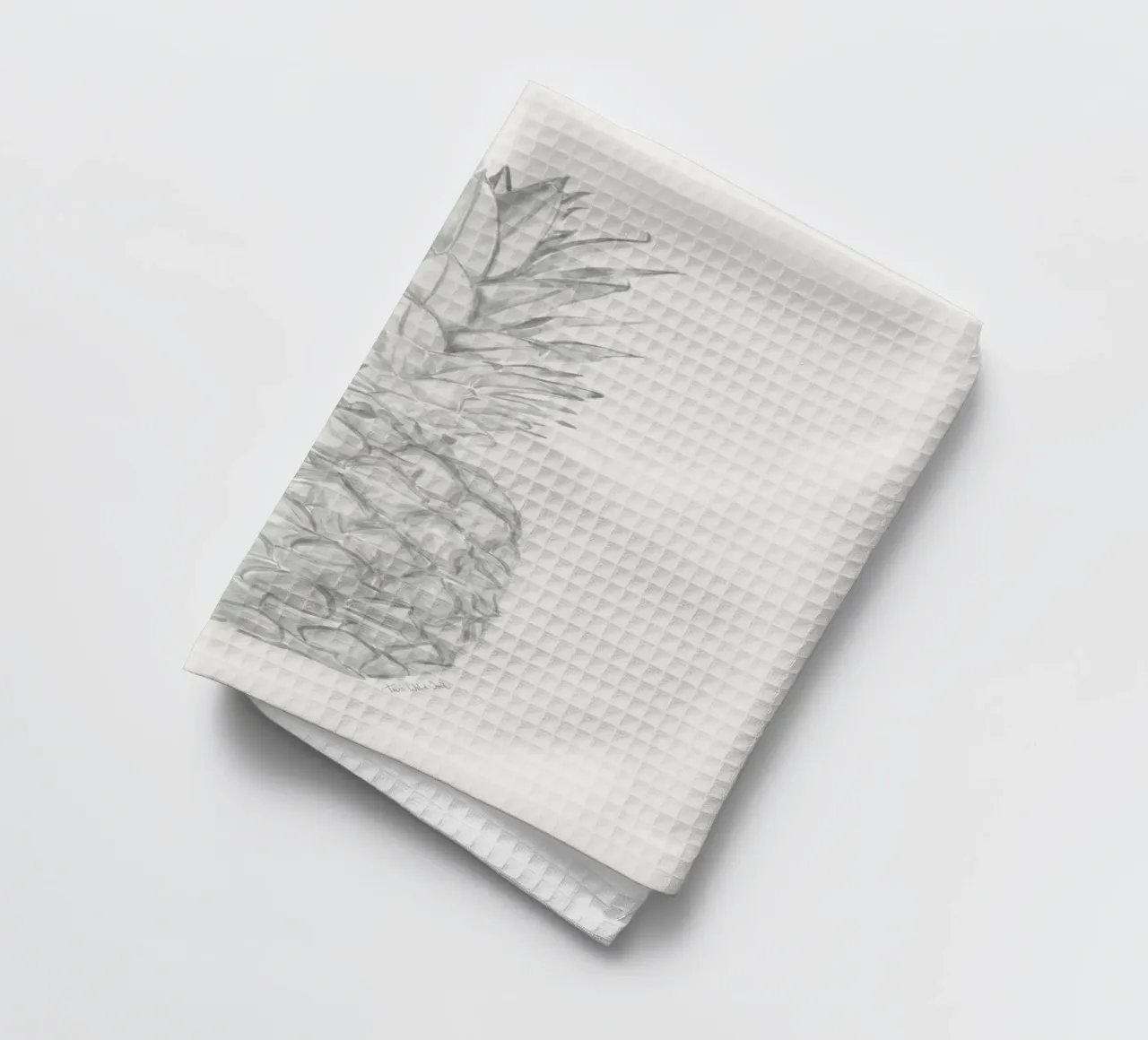 Acquerello minimalista in bianco e nero Ananas tropicale canovaccio da cucina da This Wild Soul - Illustration