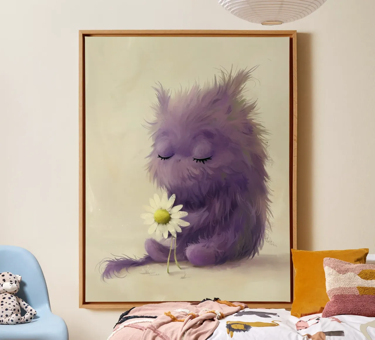 The Soft Purple Monster canvas with Floater frame by wonderfolk