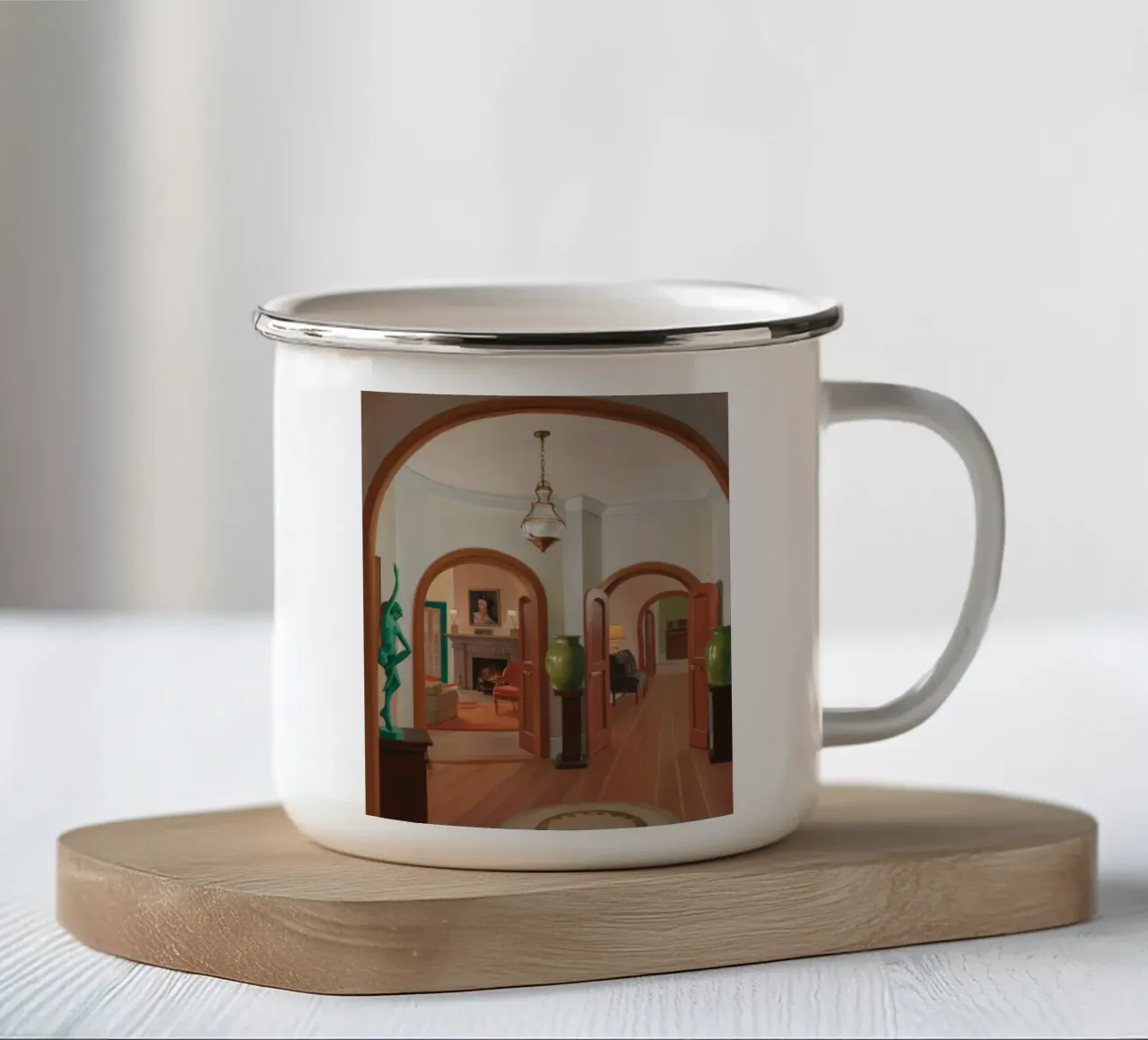 Il corridoio verdeggiante del museo tazza in smalto da Silk Palette