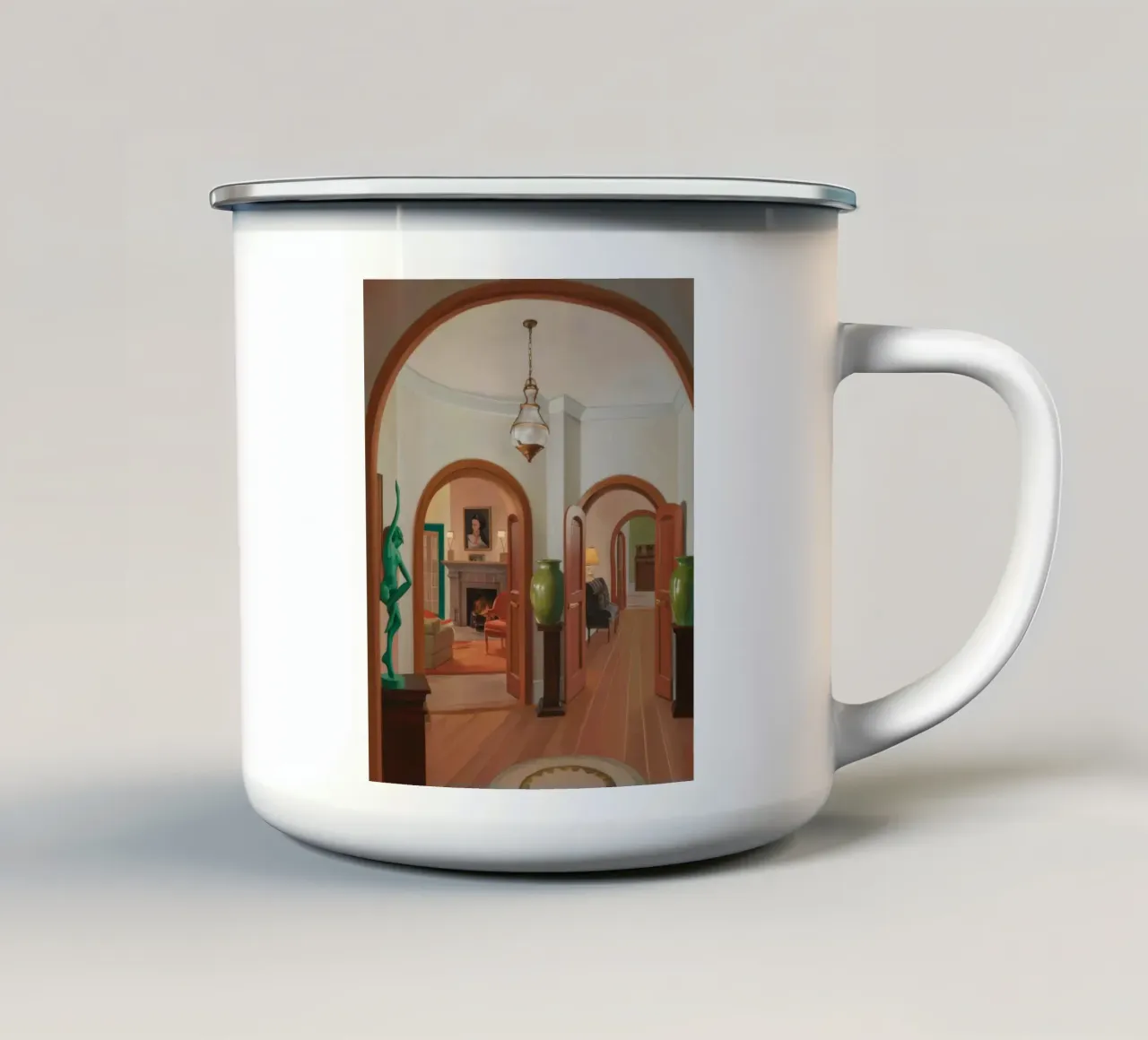 Il corridoio verdeggiante del museo tazza in smalto da Silk Palette
