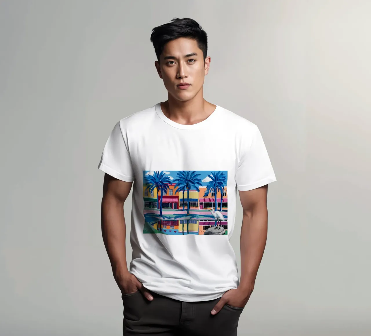 Reflected Palm City t-shirt by Silk Palette