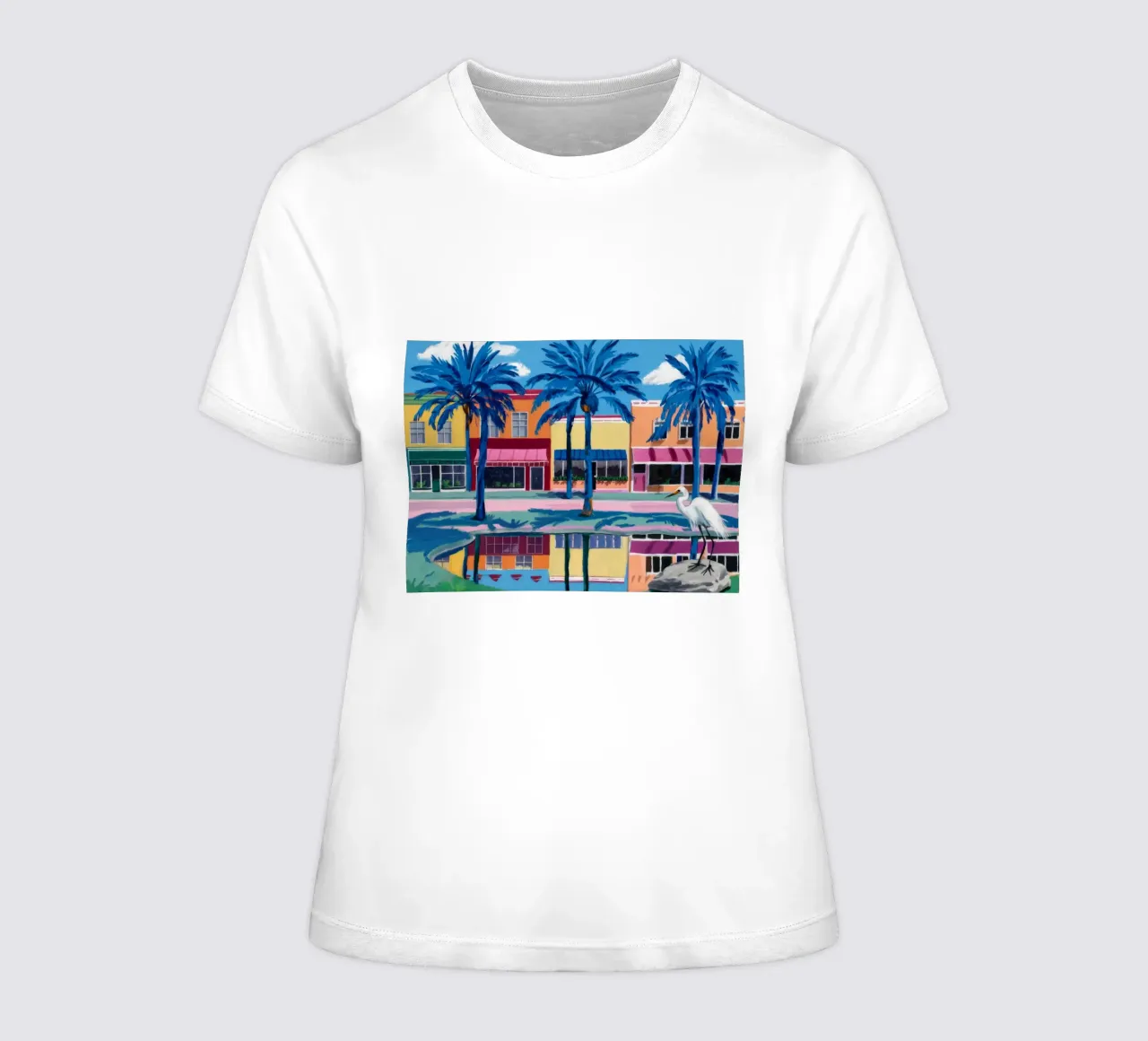 Reflected Palm City women's fitted t-shirt by Silk Palette