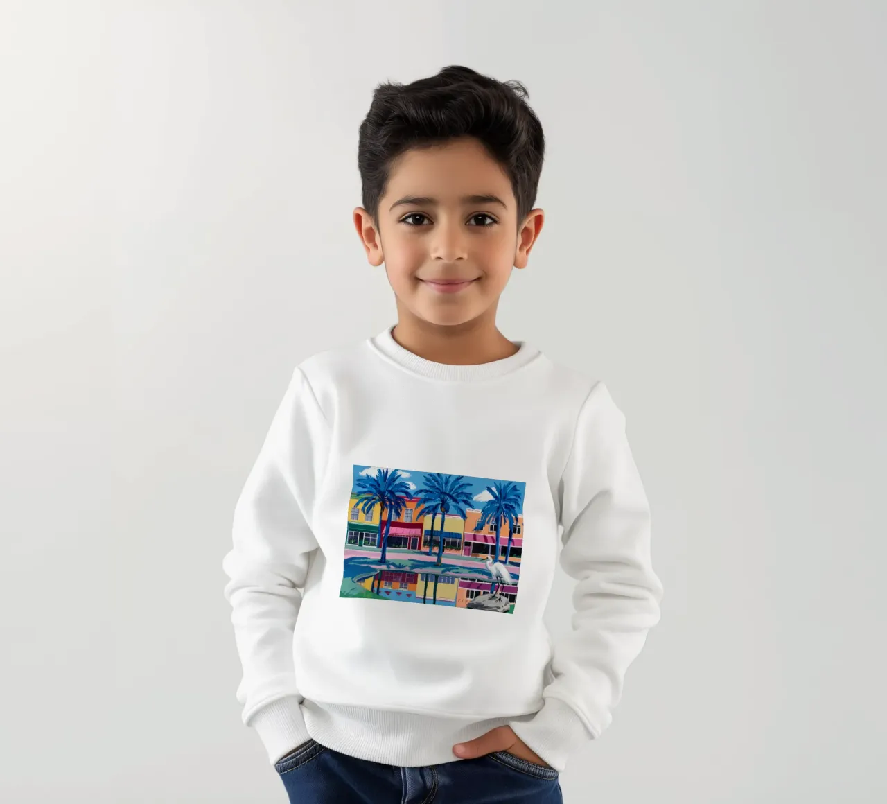 Reflektierte Palm City Kinder Sweatshirt von Silk Palette