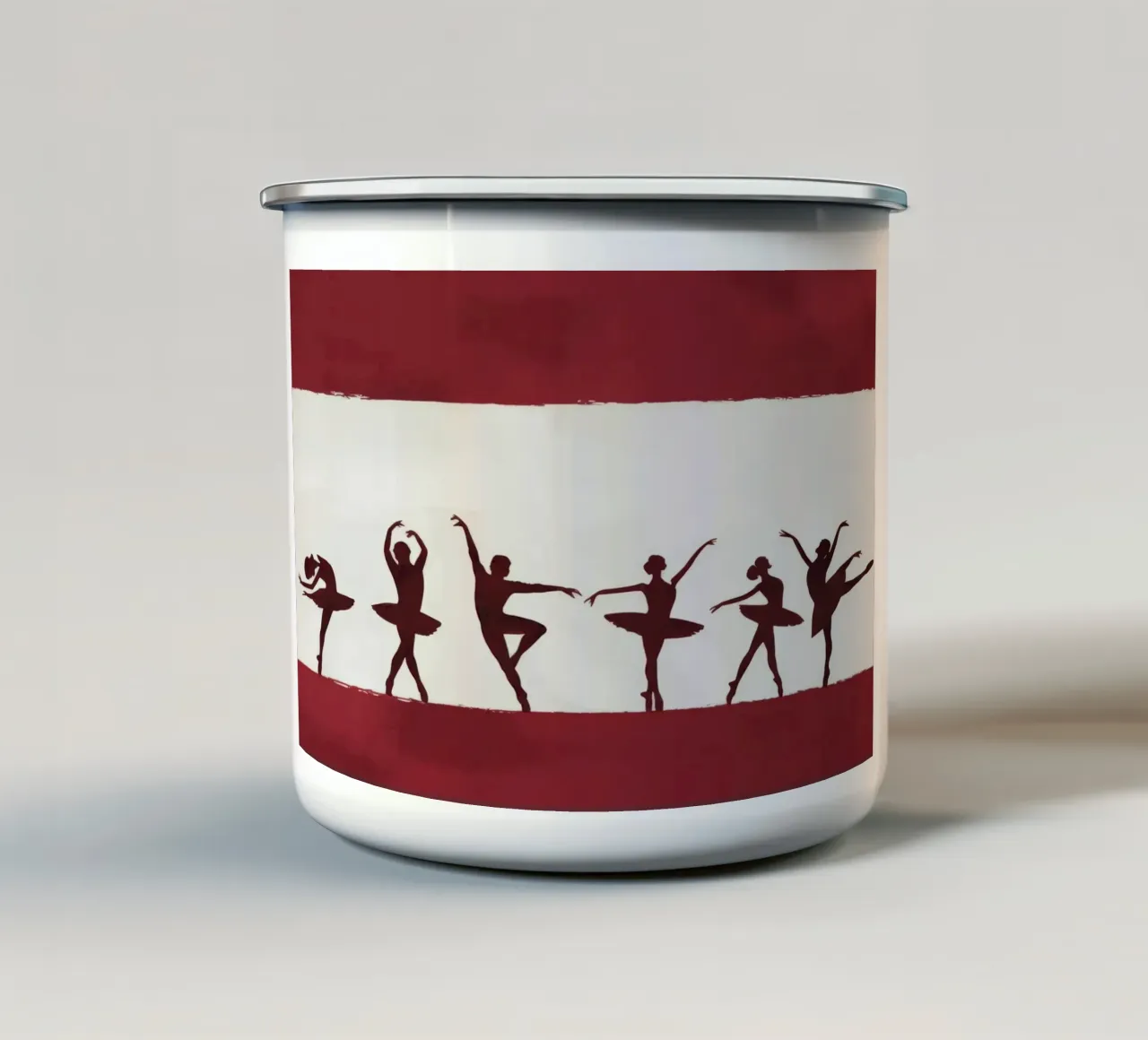 Crimson Ballet Silhouette enamel mug by Silk Palette