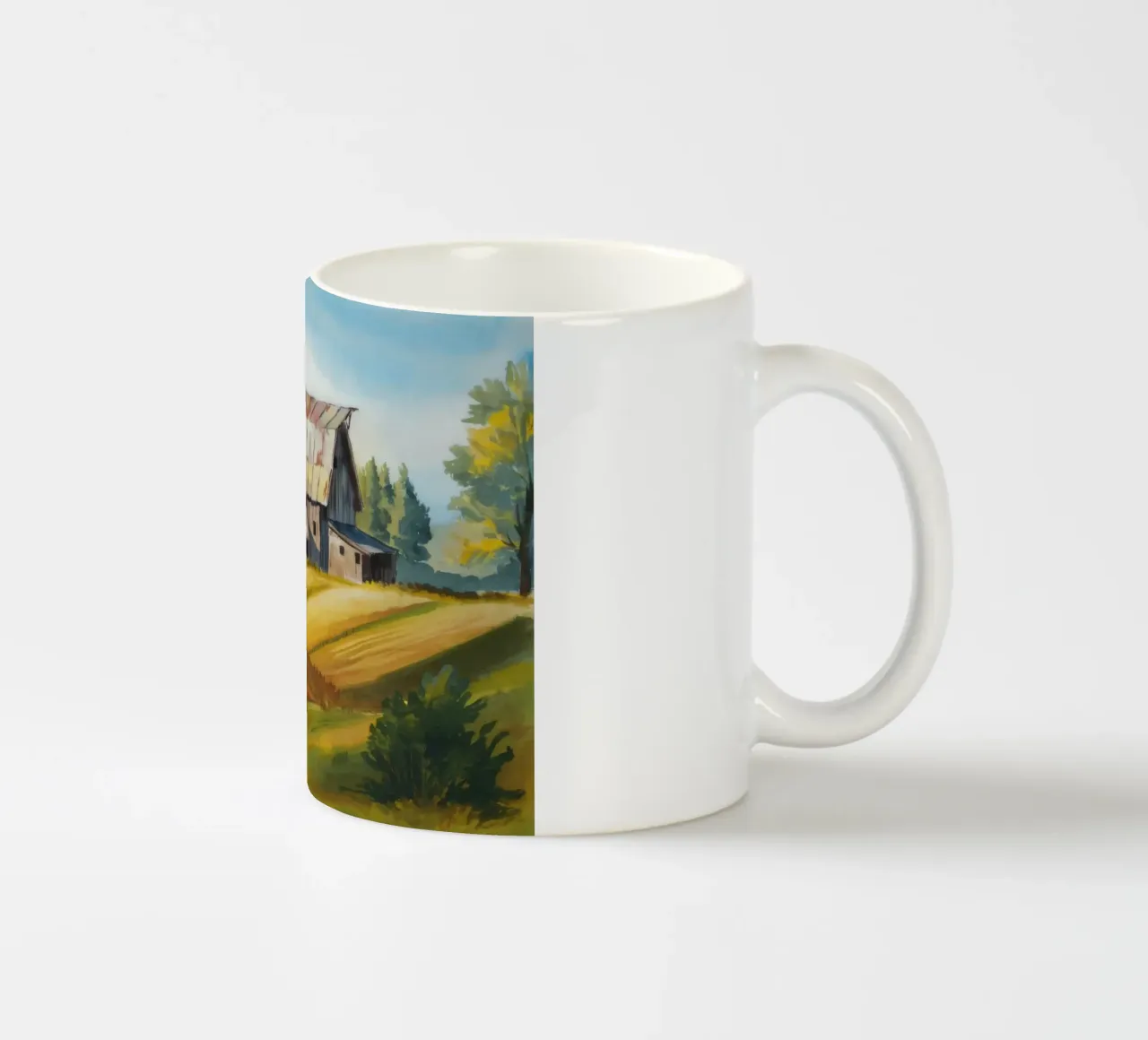 Scena autunnale di un fienile tazza in ceramica da Silk Palette