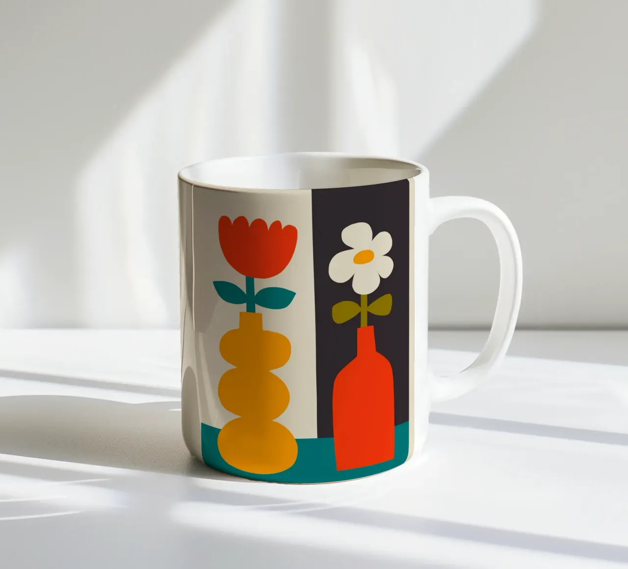 Colourful Mid Century Modern Vases Art Print Minimalist ceramic mug by THE MOTIVATED TYPE