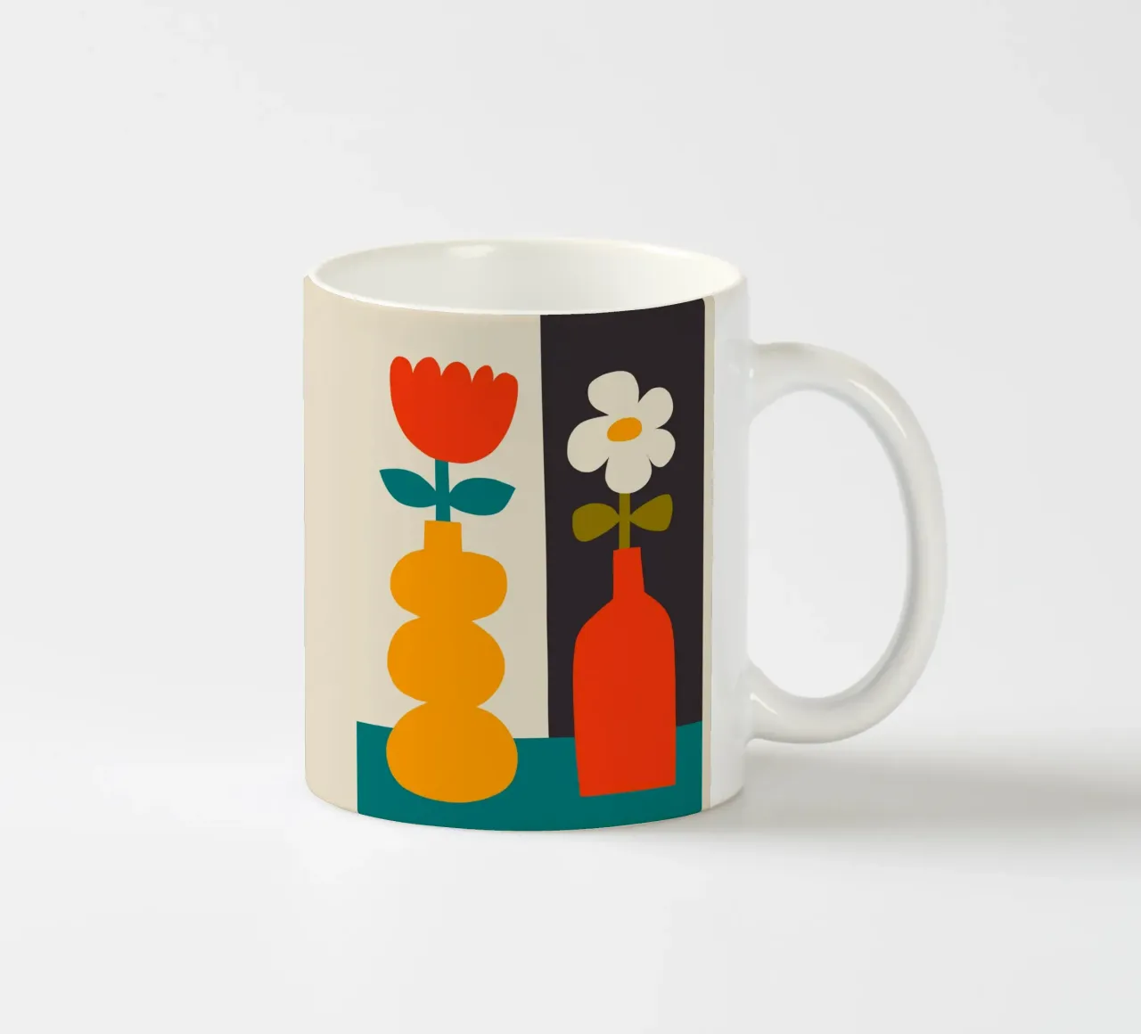 Colourful Mid Century Modern Vases Art Print Minimalist ceramic mug by THE MOTIVATED TYPE