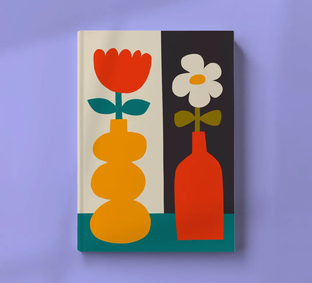 Colourful Mid Century Modern Vases Art Print Minimalist notebook by THE MOTIVATED TYPE