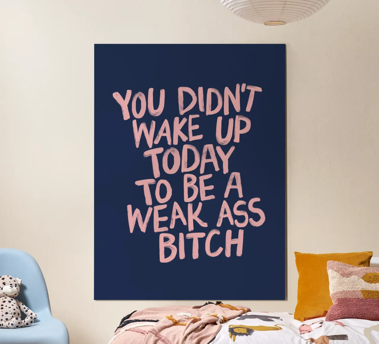 Stampa tipografica "You Didn't Wake Up Today" in rosa blu carta hahnemühle da THE MOTIVATED TYPE