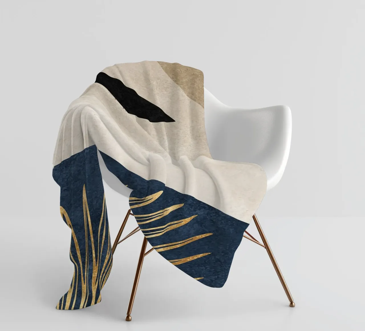 abstract art boho gold leaf coperta in pile da vintageshop