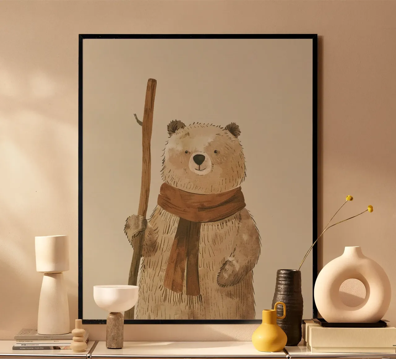 The Brave Little Bear poster con telaio in legno da wonderfolk