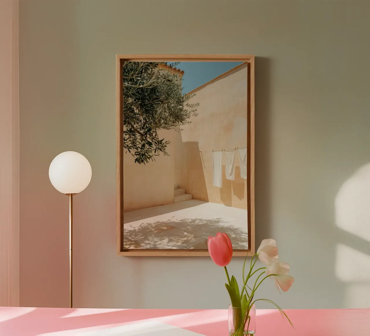 Mediterranean Linen Shadows tela con Cornice a cassetta da Mosaic Dialogue