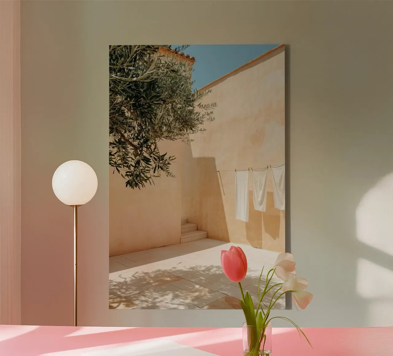 Mediterranean Linen Shadows tela con Cornice a cassetta da Mosaic Dialogue