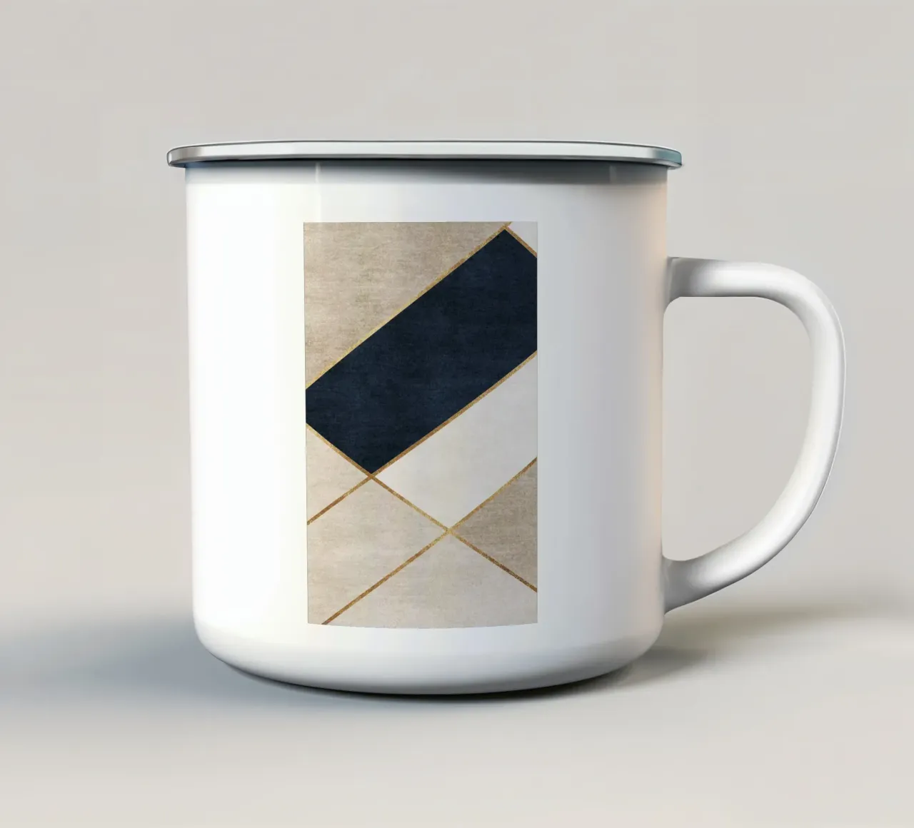 abstract art blue geometric tazza in smalto da vintageshop