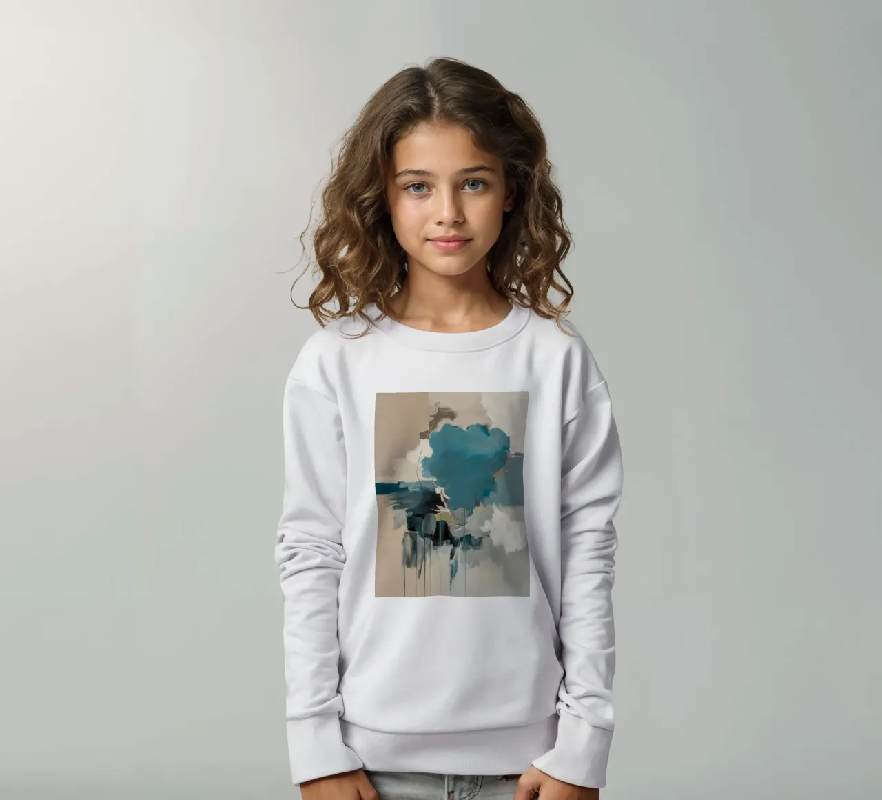 Celestial Teal Bloom kids sweatshirt by Dream Spectrum