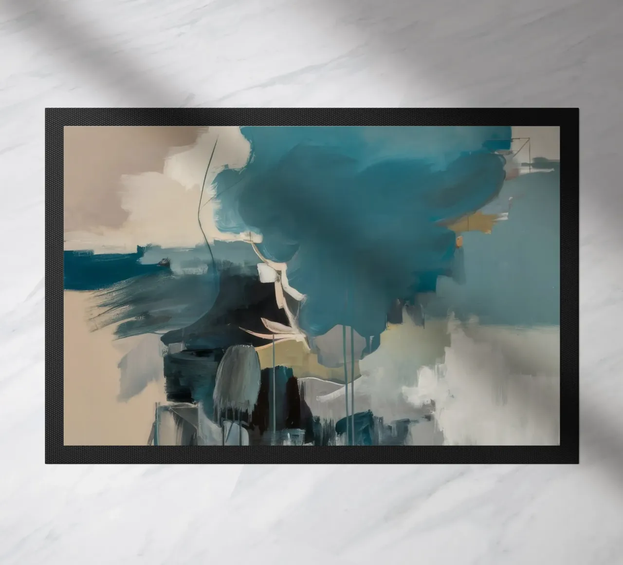 Celestial Teal Bloom doormat by Dream Spectrum