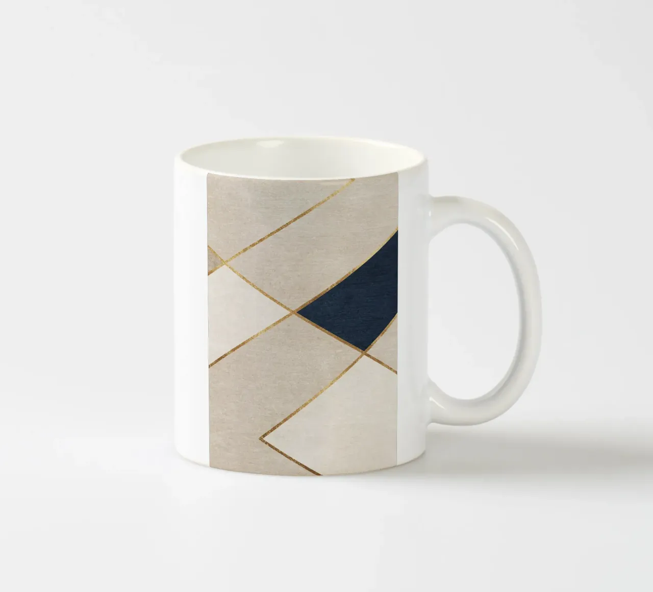 abstract art geometric golden line tazza in ceramica da vintageshop