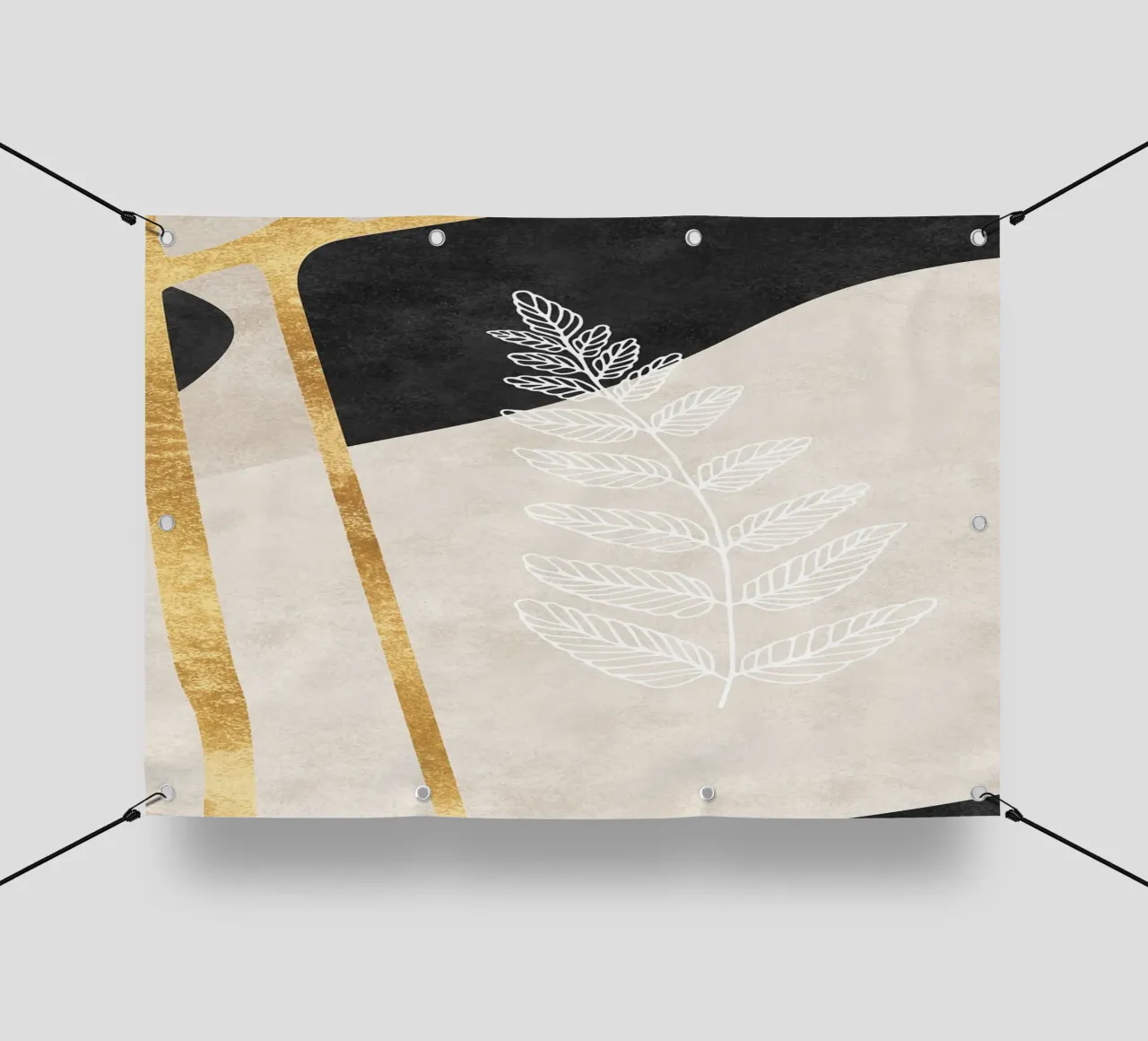 abstract art golden line telo in pvc da vintageshop