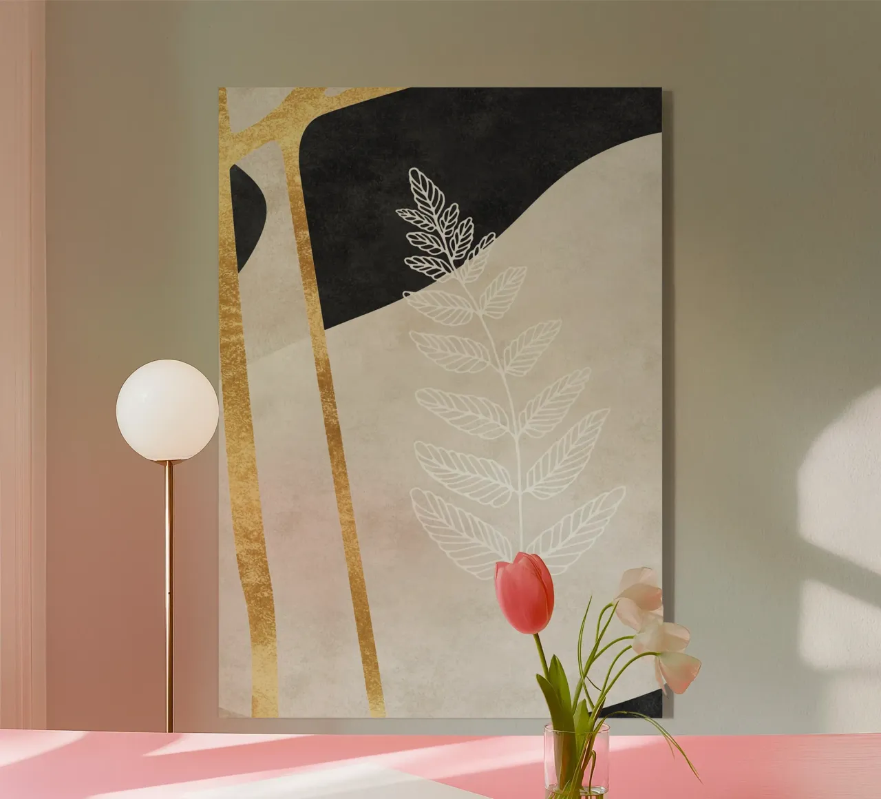 abstract art golden line plexiglass da vintageshop