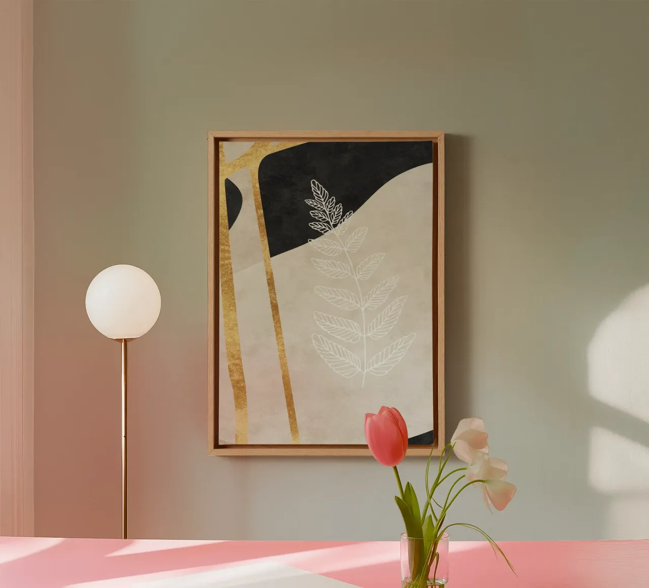 abstract art golden line toile de vintageshop
