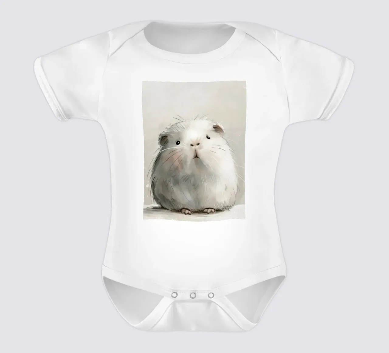 Curious Guinea Pig short-sleeve baby romper by DesignDoodle