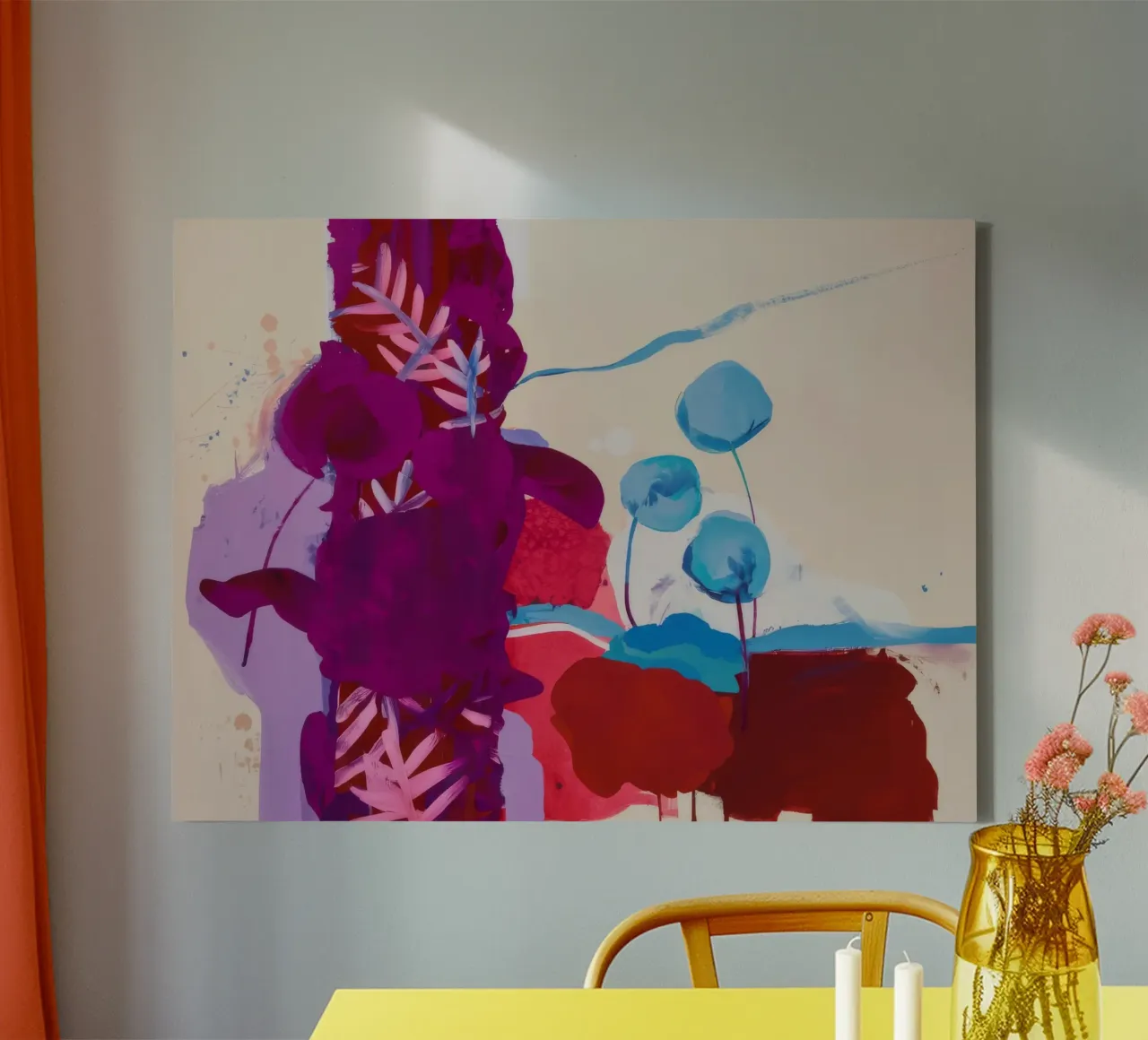 Fucsia Flora Pop tela con Cornice a cassetta da Dream Spectrum