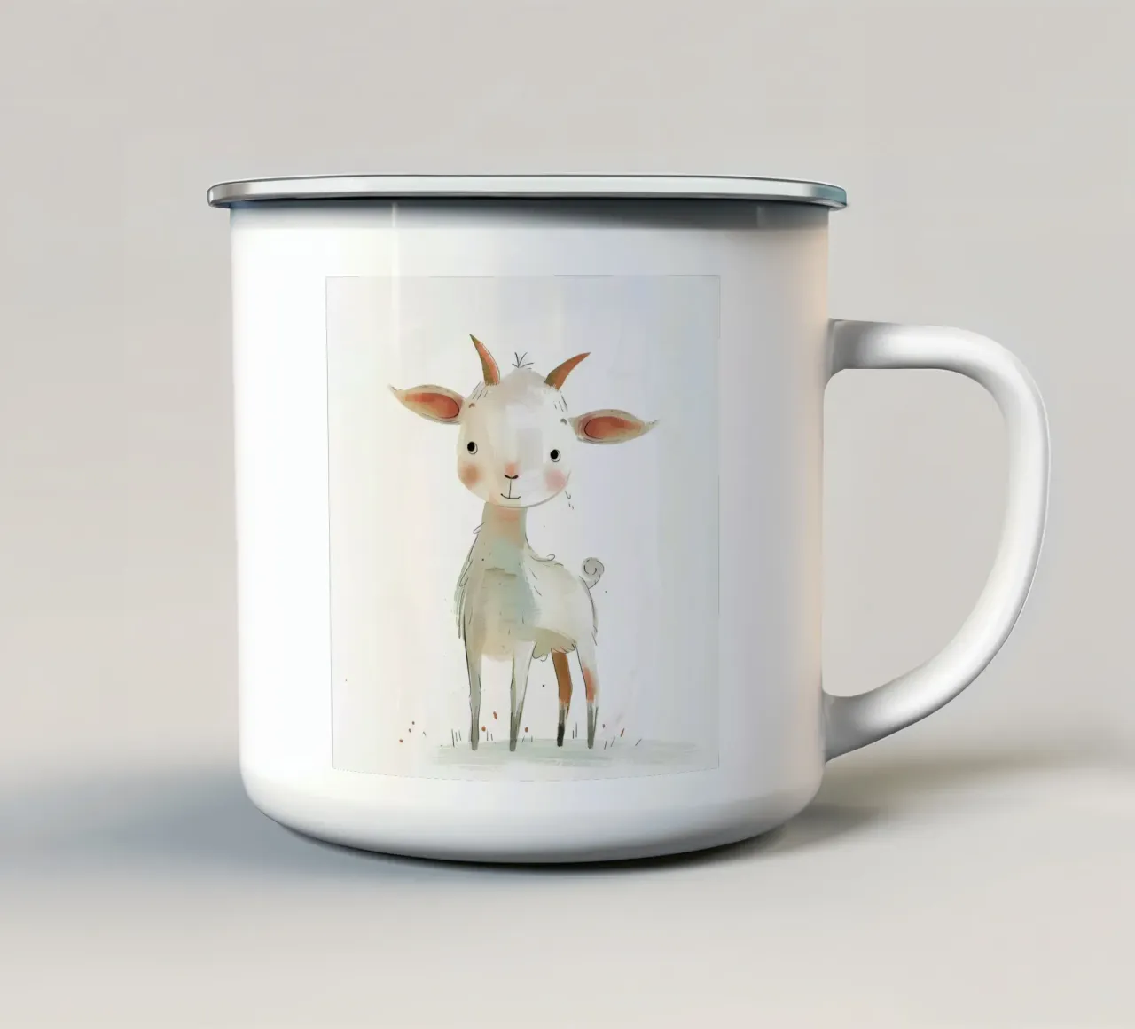 Speelse jonge geit emaille mok van DesignDoodle