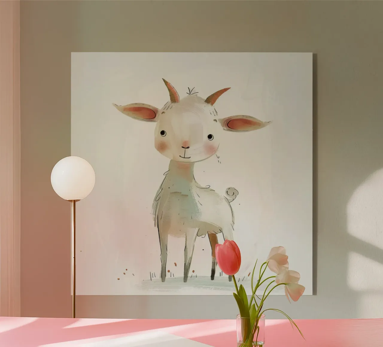 Playful Young Goat acrylic glass by DesignDoodle