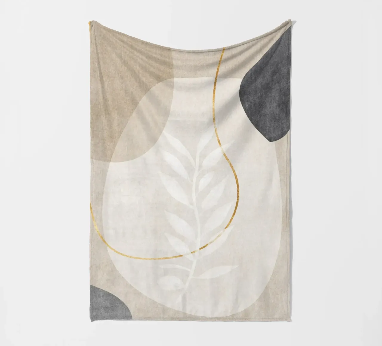 abstract art shapes and golden line coperta in pile da vintageshop