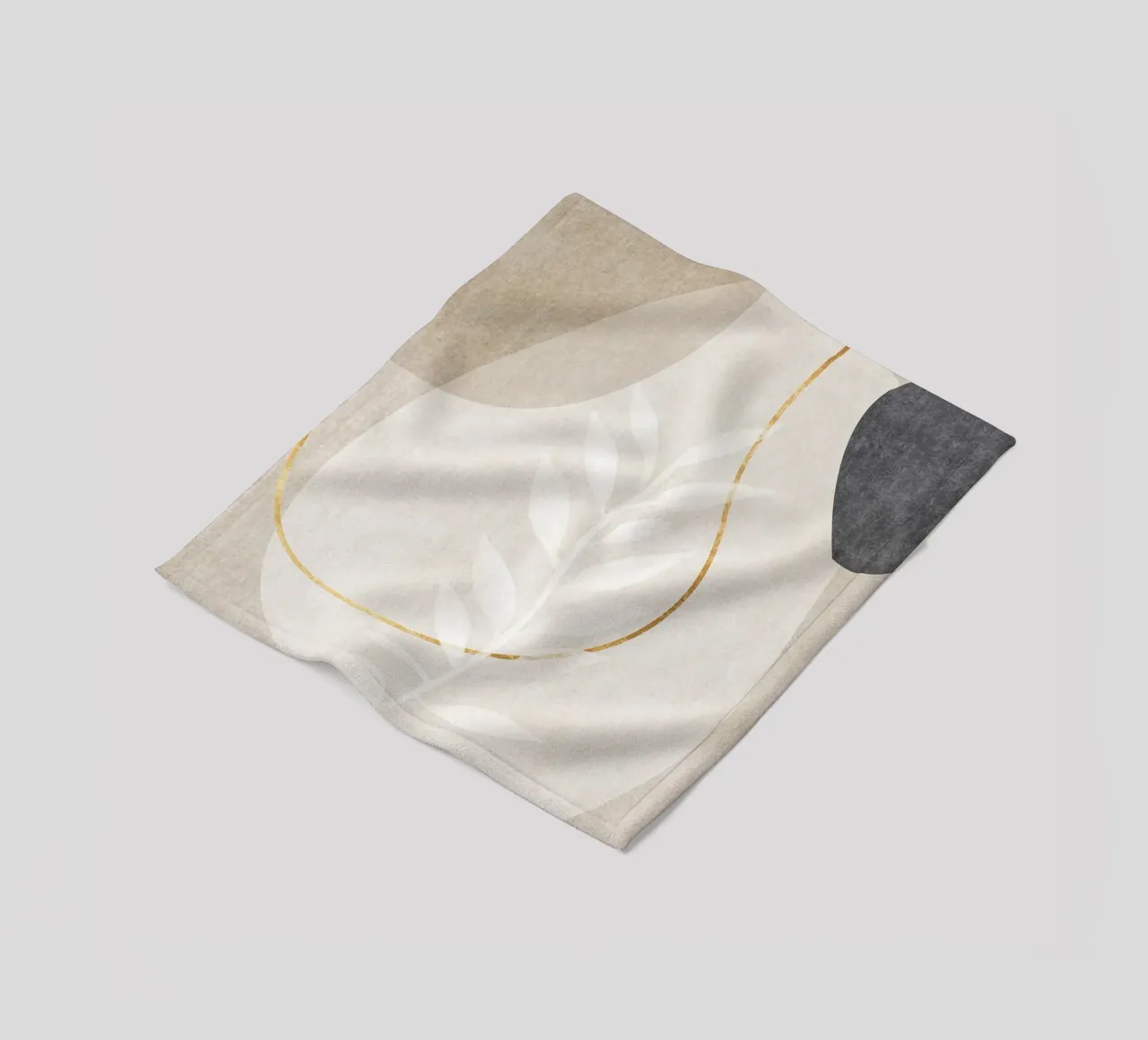 abstract art shapes and golden line coperta in pile da vintageshop