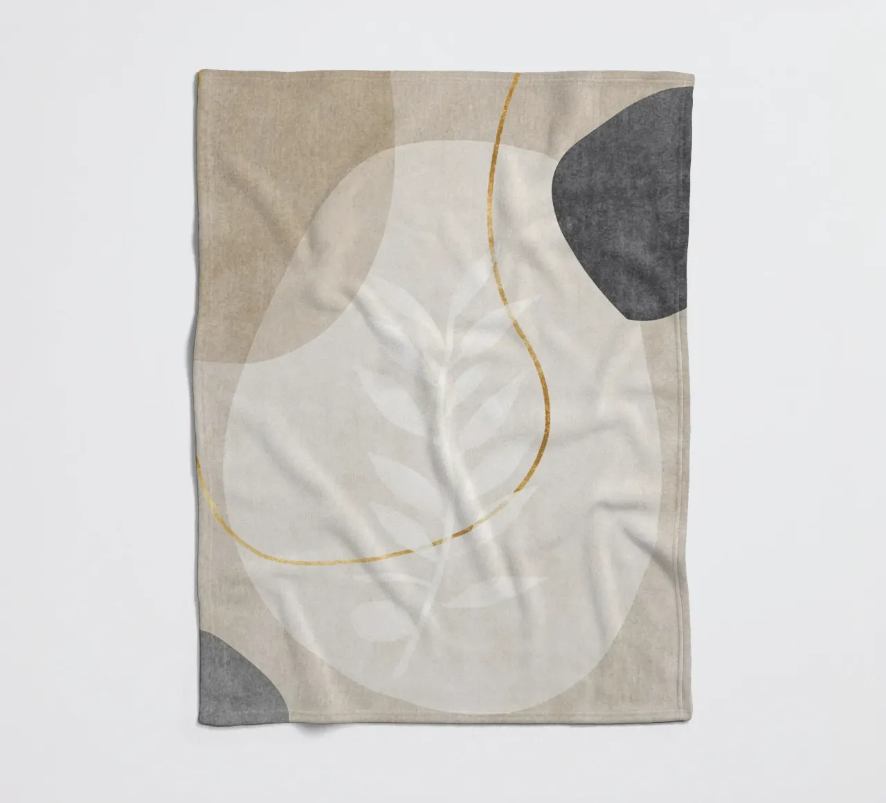 abstract art shapes and golden line coperta in pile da vintageshop