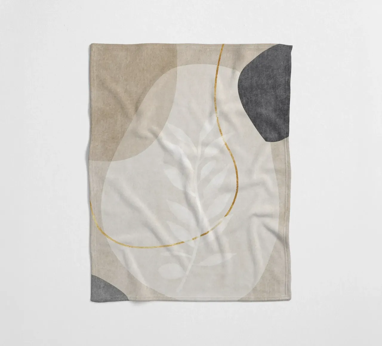 abstract art shapes and golden line coperta in pile da vintageshop