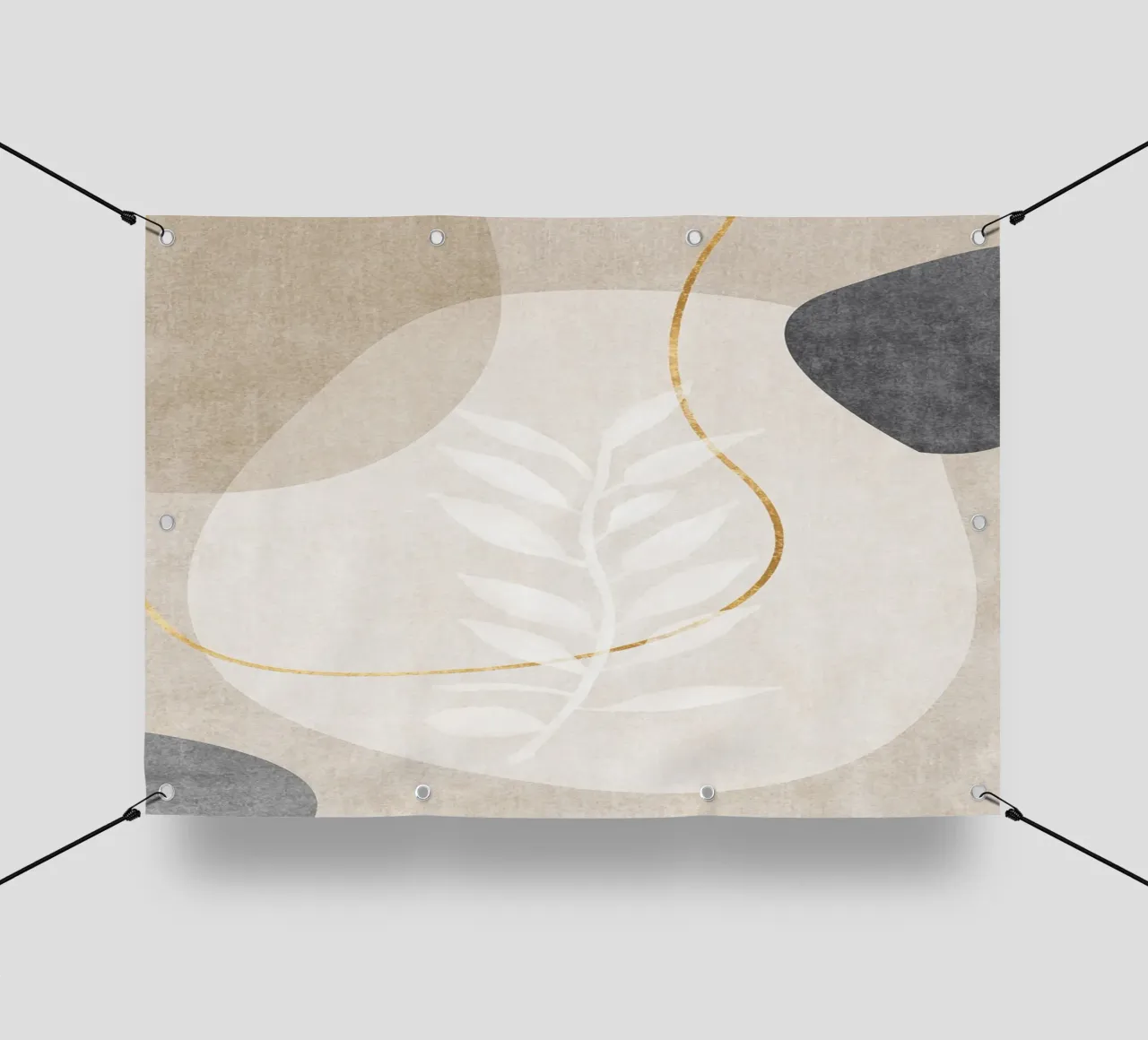 abstract art shapes and golden line telo in pvc da vintageshop