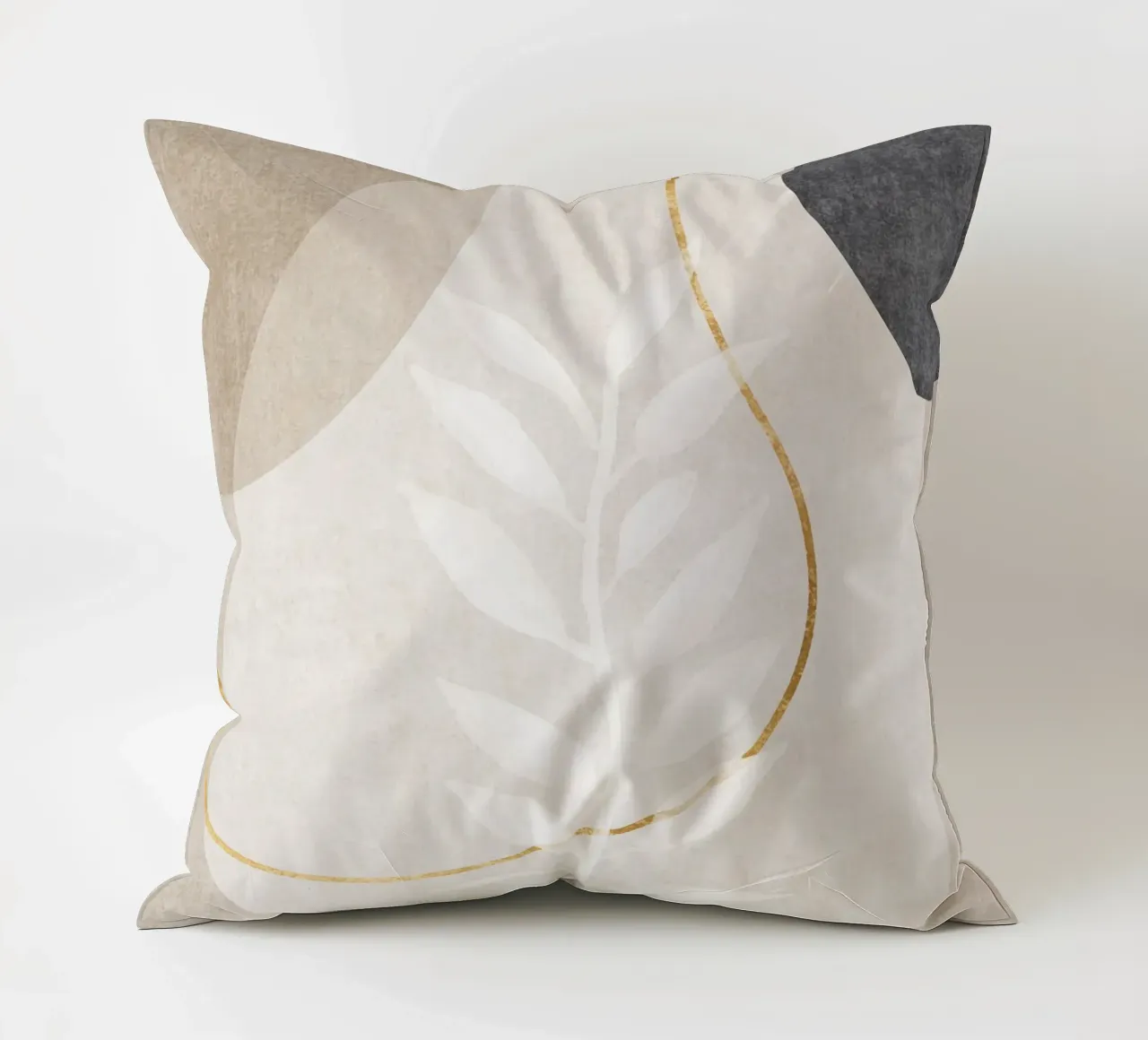 abstract art shapes and golden line cuscino da vintageshop