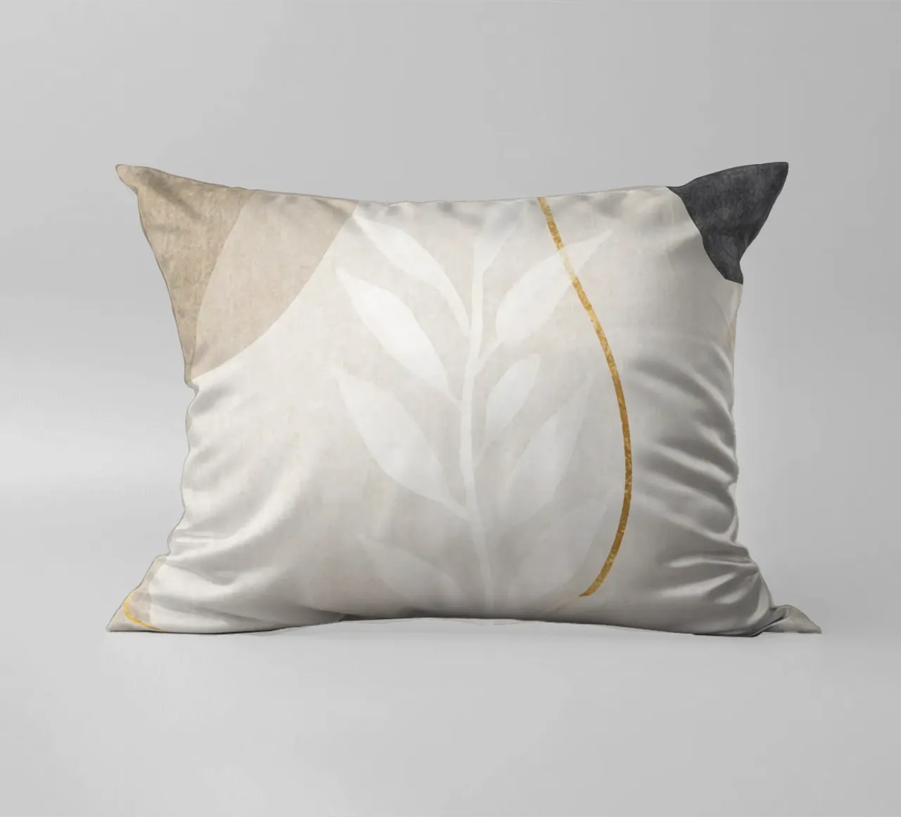 abstract art shapes and golden line cuscino da vintageshop