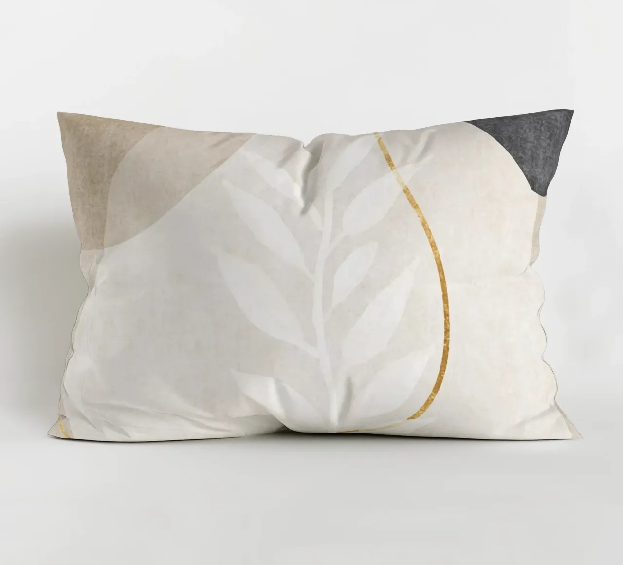 abstract art shapes and golden line cuscino da vintageshop