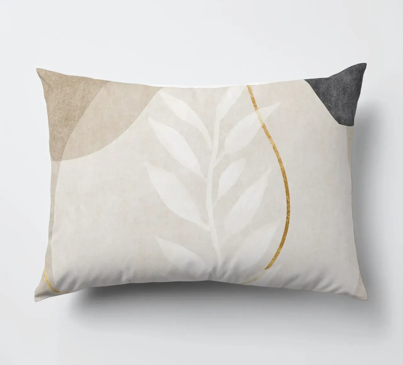 abstract art shapes and golden line cuscino da vintageshop