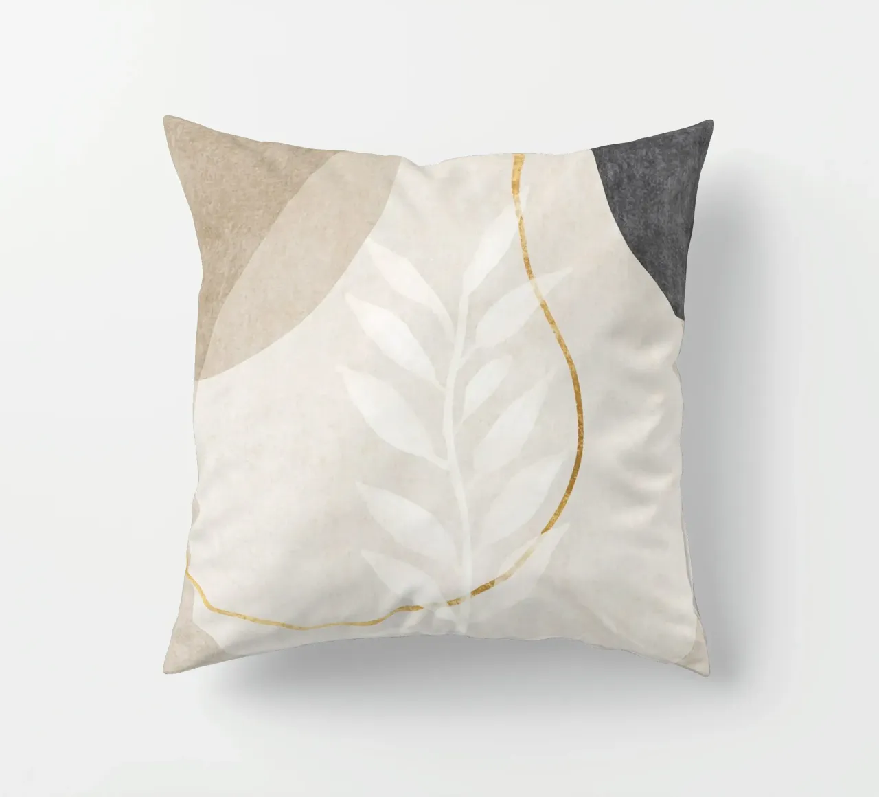 abstract art shapes and golden line cuscino da vintageshop