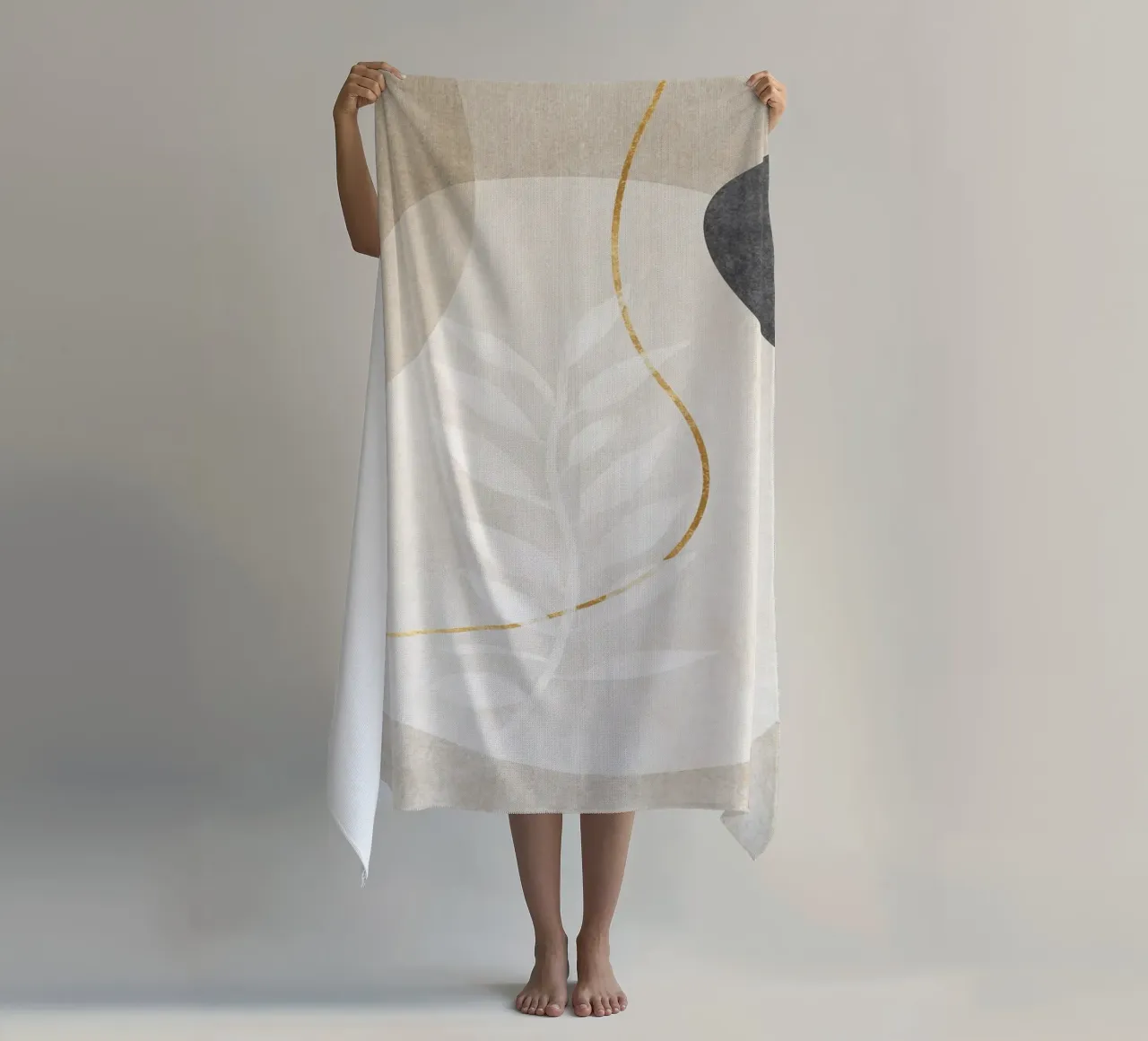 abstract art shapes and golden line telo mare da vintageshop