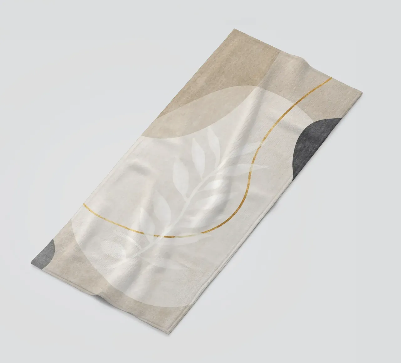 abstract art shapes and golden line telo mare da vintageshop