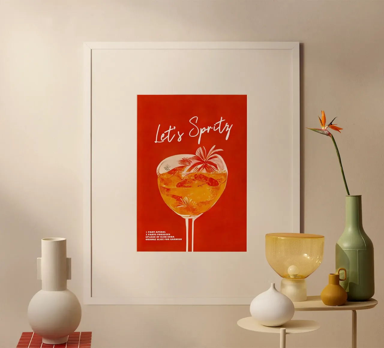 un chorrito de Aperol poster con marco de madera de John C Labut