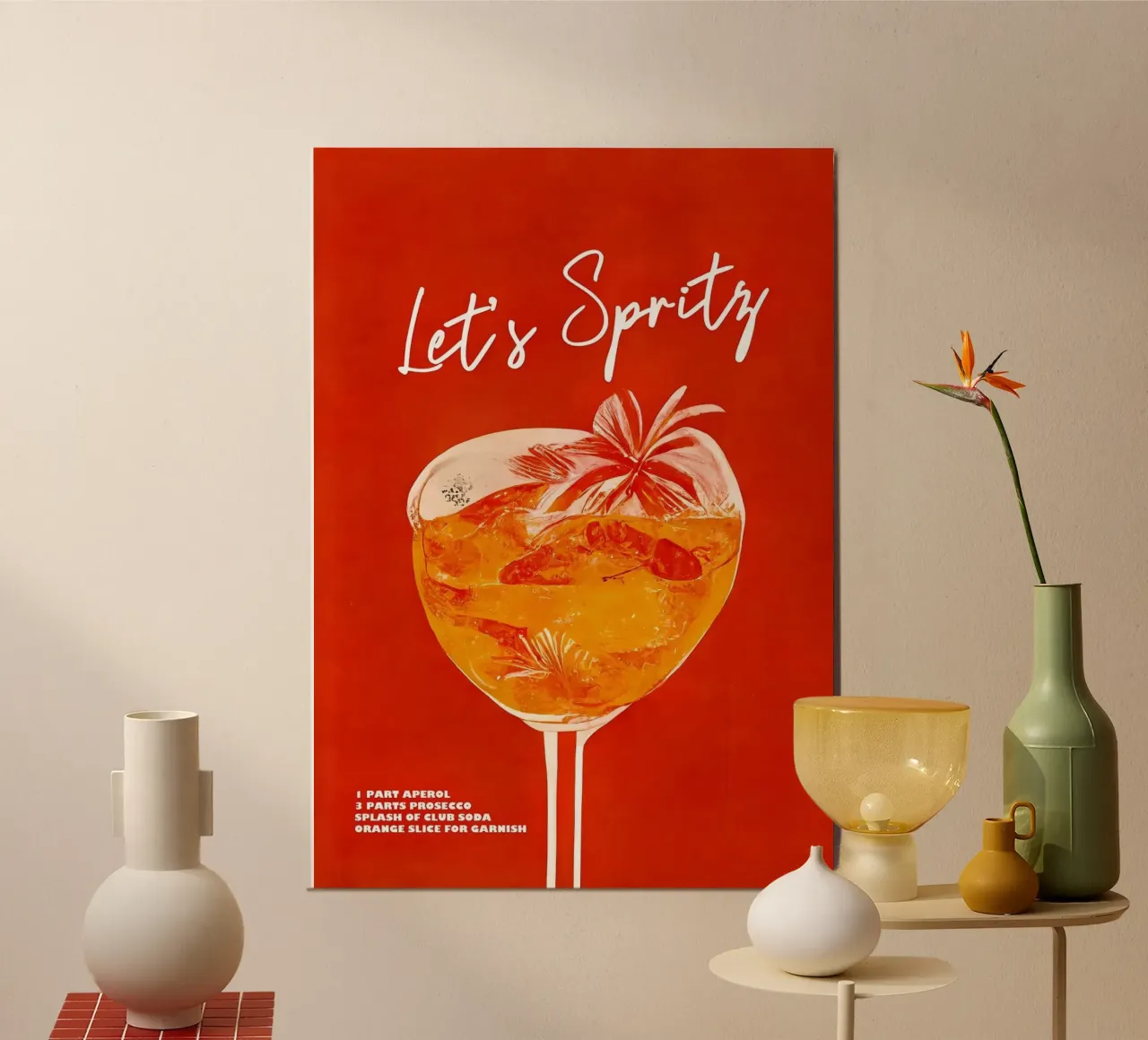 un chorrito de Aperol poster con marco de madera de John C Labut