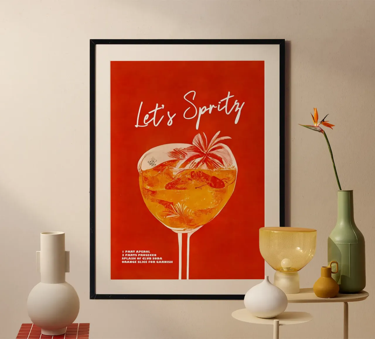 un chorrito de Aperol poster con marco de madera de John C Labut